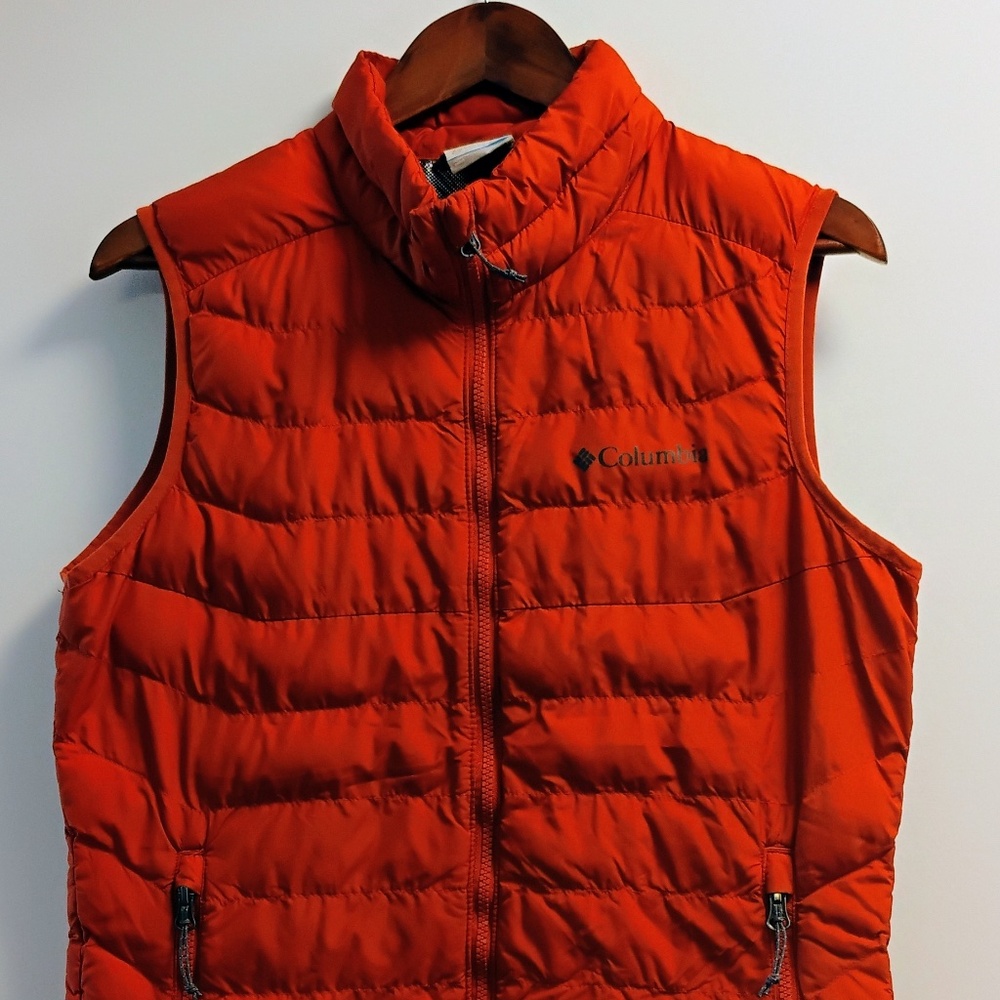Columbia Orange Insulated Puffer Vest Men’s Size Small S Full Zip